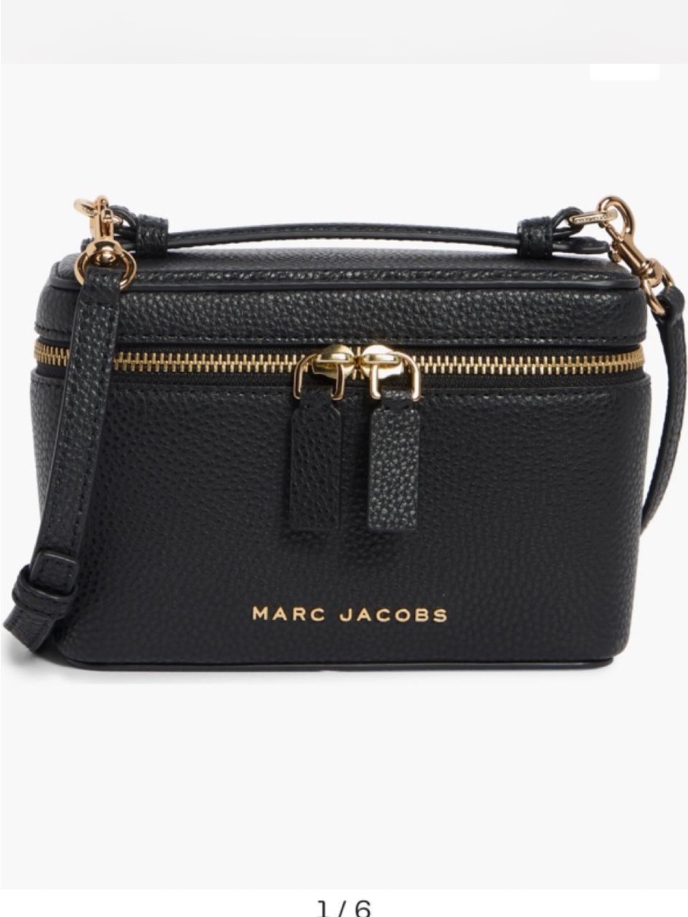 Marc Jacobs Black Pebbled Leather Crossbody Vanity Bag with Gold Hardware